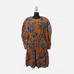 Corey Lynn Calter Size Small Puff Sleeve Dress Floral Yellow Cinch Waist